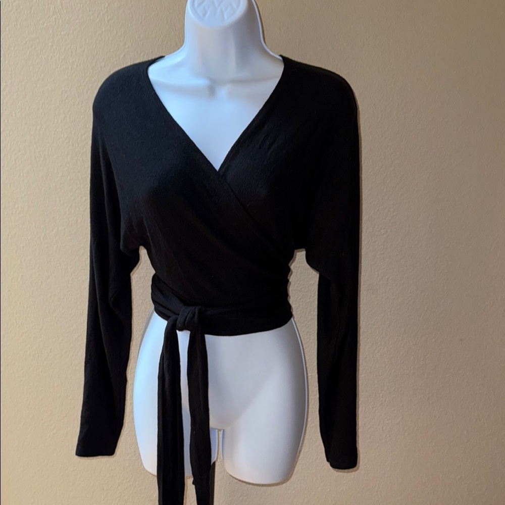 Reformation Jeans Black Long Sleeve Wrap Cardigan Size XS